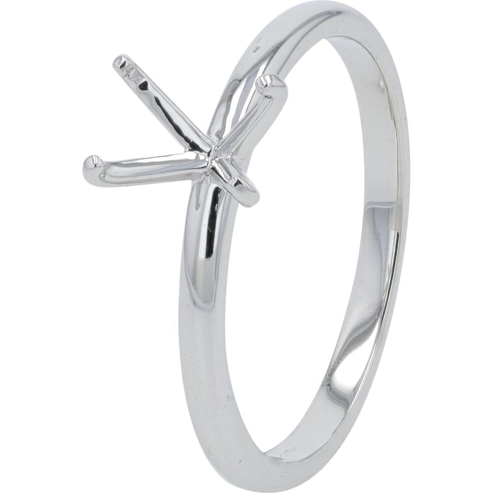 14K Yellow Gold Four - Prong Semi - Mount Ring Holds Approximately 1 Carat Emerald - White Gold Prongs
