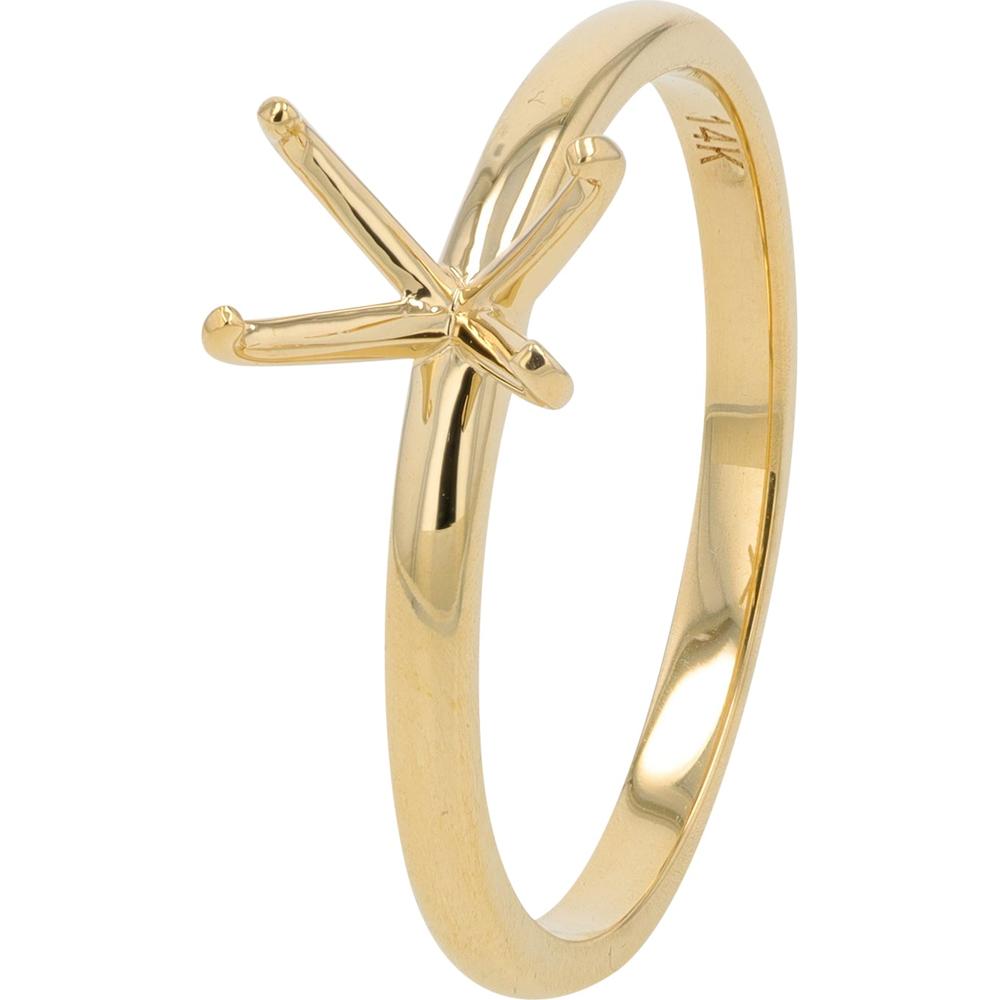 14K Yellow Gold Four - Prong Semi - Mount Ring Holds Up to 1 Carat Emerald