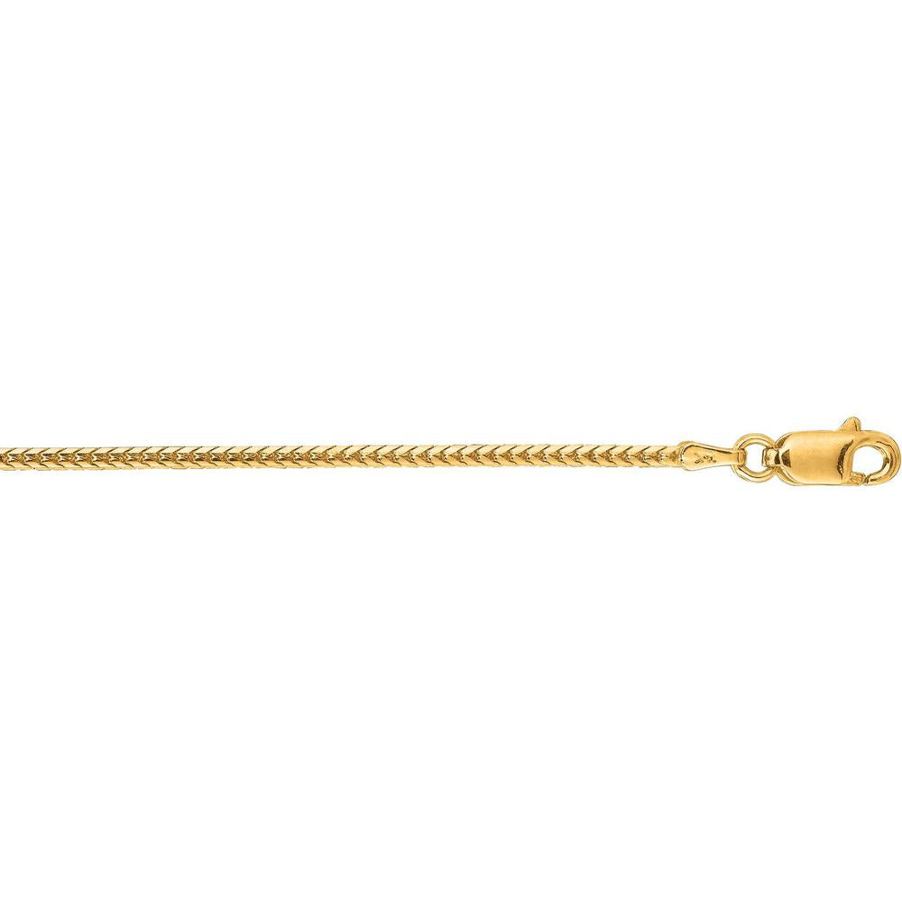 14K Yellow Gold Franco Chain Necklace with Polished Finish - 1.6mm, 18" by Orozza Fine Jewelry