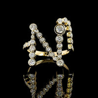 14K Yellow Gold Free Form Cascading Ring with Bezel Set Round Brilliant Lab Diamonds - 0.86 Carat Total Weight - Covaloro Fine Jewelry