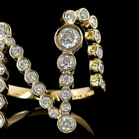 14K Yellow Gold Free Form Cascading Ring with Bezel Set Round Brilliant Lab Diamonds - 0.86 Carat Total Weight - Covaloro Fine Jewelry
