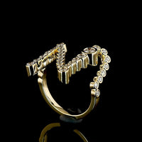 14K Yellow Gold Free Form Cascading Ring with Bezel Set Round Brilliant Lab Diamonds - 0.86 Carat Total Weight - Covaloro Fine Jewelry