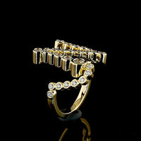 14K Yellow Gold Free Form Cascading Ring with Bezel Set Round Brilliant Lab Diamonds - 0.86 Carat Total Weight - Covaloro Fine Jewelry