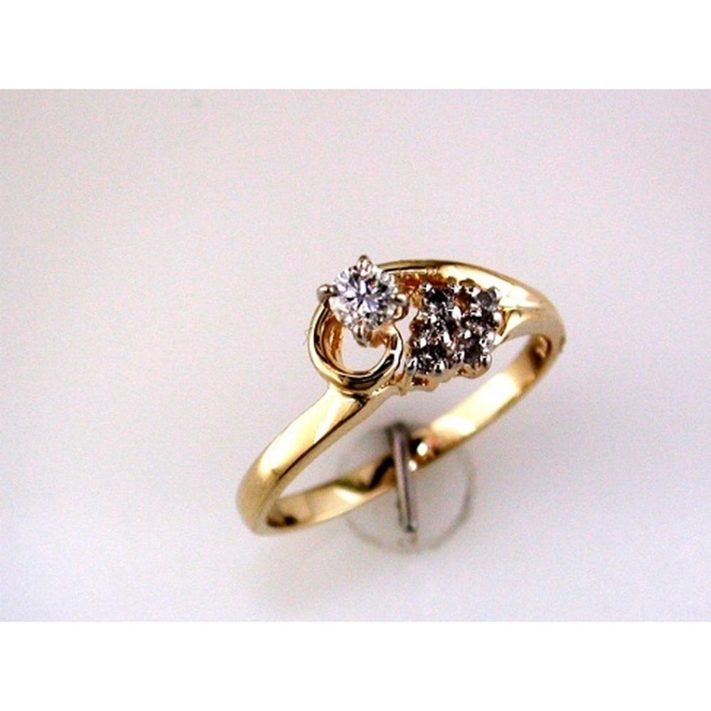 14K Yellow Gold Free Form Cluster Engagement Ring with Prong-Set Round Diamonds - 0.21 Carat Total Diamond Weight - Royal Jewelry