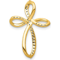 14K Yellow Gold Free-Form Diamond Cross Pendant with Round Natural Diamonds - 1/6 Carat Total Diamond Weight by Monteluci Fine Jewelry