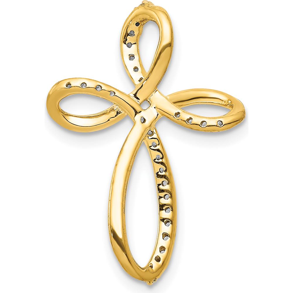 14K Yellow Gold Free-Form Diamond Cross Pendant with Round Natural Diamonds - 1/6 Carat Total Diamond Weight by Monteluci Fine Jewelry