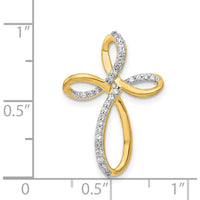 14K Yellow Gold Free-Form Diamond Cross Pendant with Round Natural Diamonds - 1/6 Carat Total Diamond Weight by Monteluci Fine Jewelry