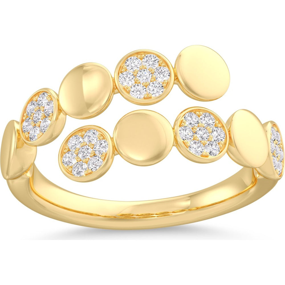 14K Yellow Gold Free Form Fashion Ring with Pavé Set Round Diamonds - 0.29 Carat Total Diamond Weight by Auriventus