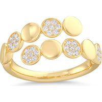 14K Yellow Gold Free Form Fashion Ring with Pavé Set Round Diamonds - 0.29 Carat Total Diamond Weight by Auriventus