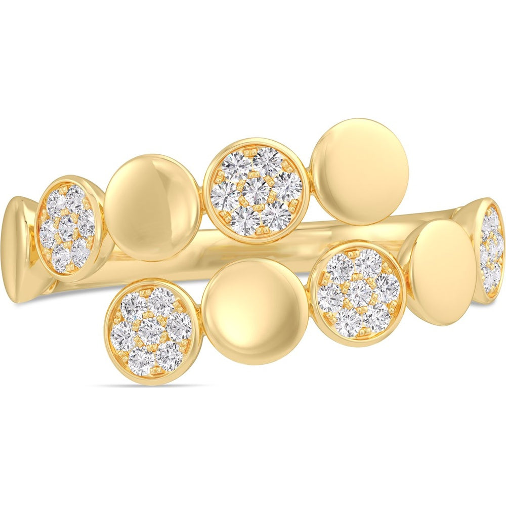 14K Yellow Gold Free Form Fashion Ring with Pavé Set Round Diamonds - 0.29 Carat Total Diamond Weight by Auriventus