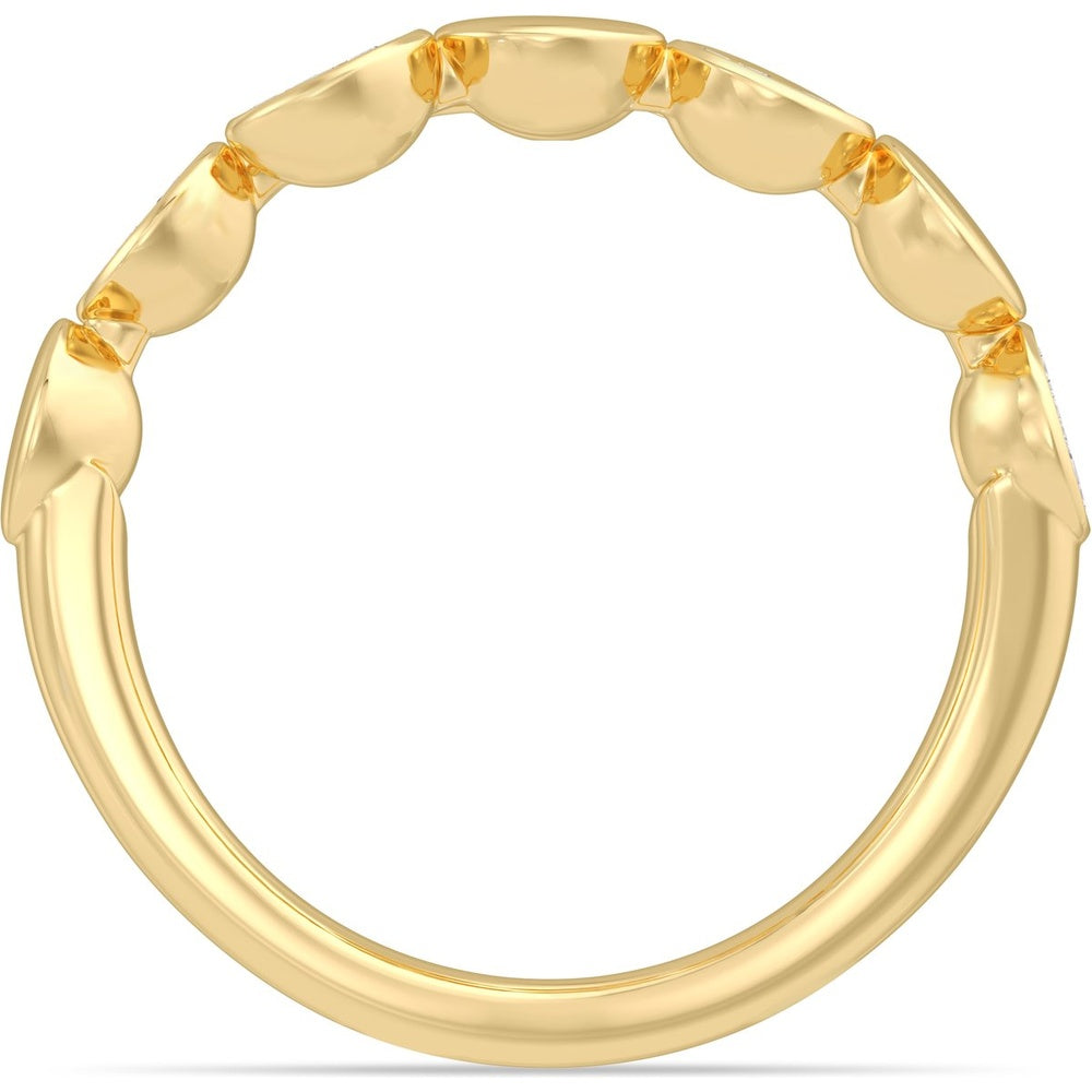 14K Yellow Gold Free Form Fashion Ring with Pavé Set Round Diamonds - 0.29 Carat Total Diamond Weight by Auriventus