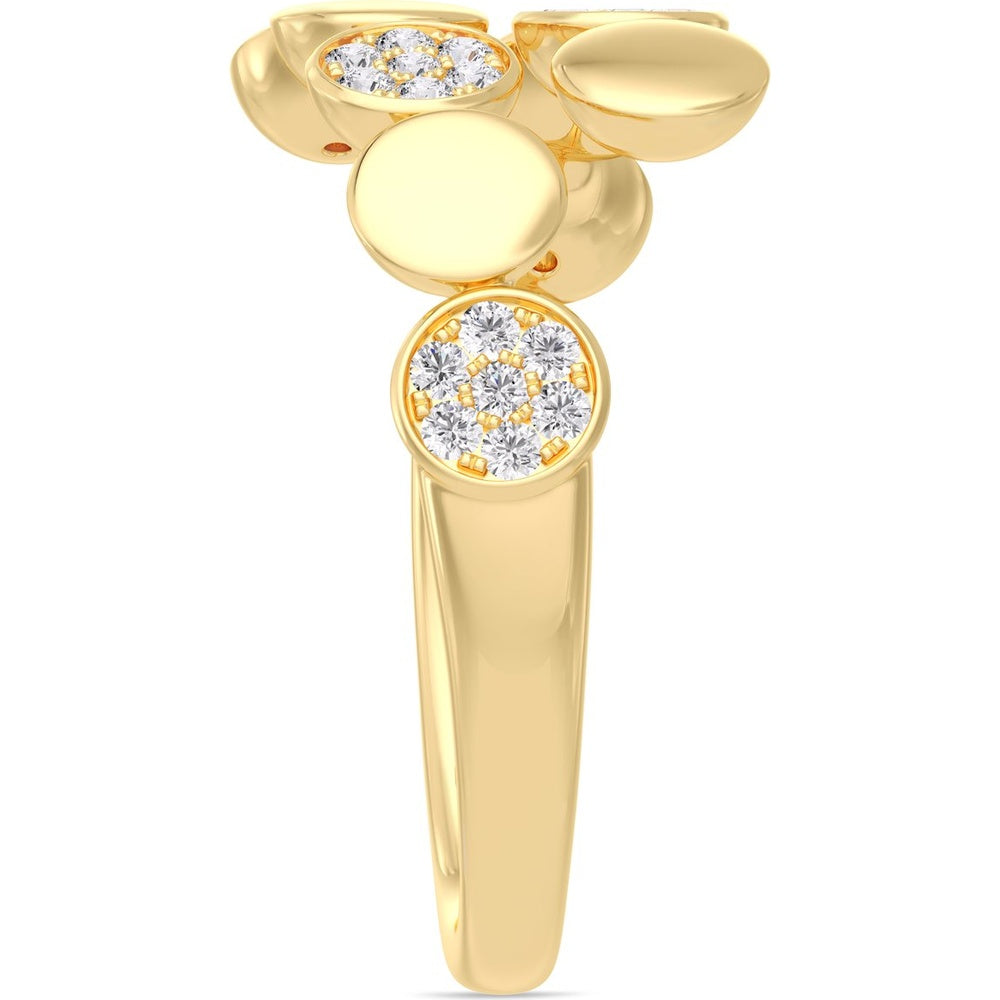 14K Yellow Gold Free Form Fashion Ring with Pavé Set Round Diamonds - 0.29 Carat Total Diamond Weight by Auriventus