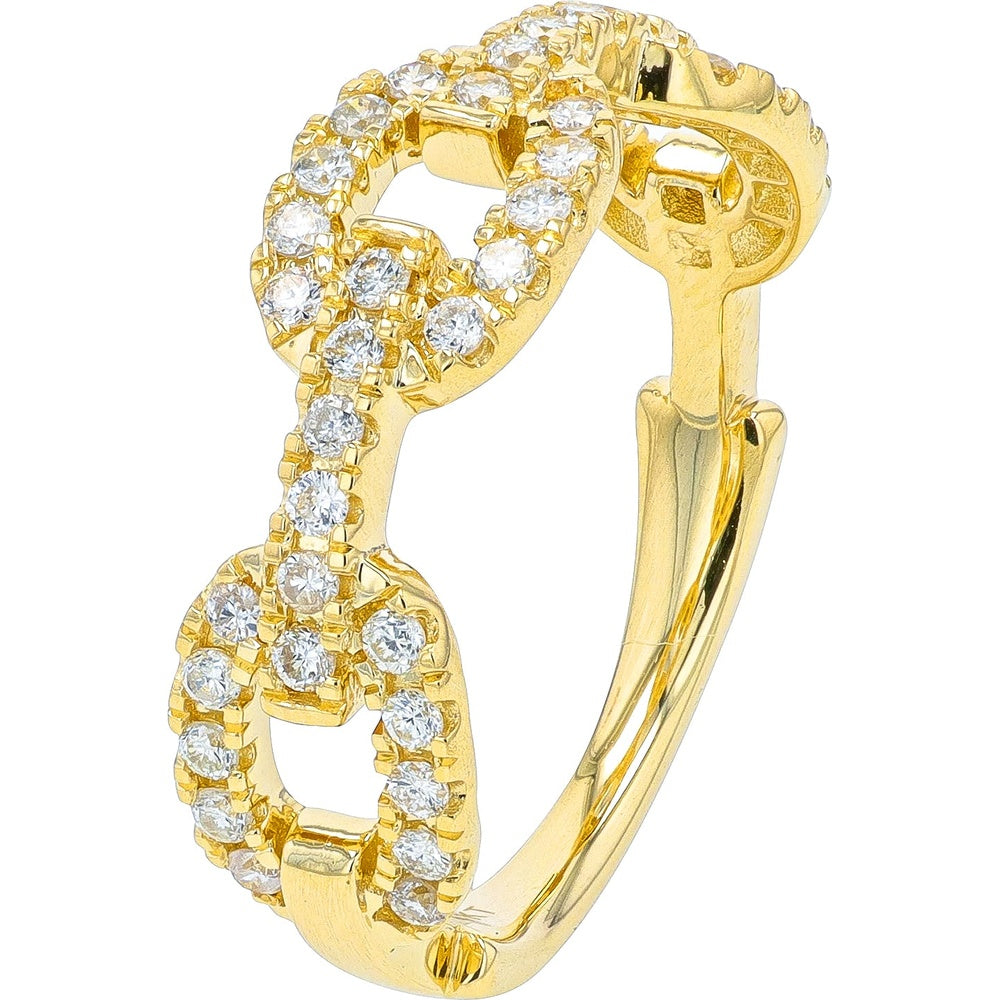 14K Yellow Gold Free-Form Interlocking Loop Ring with Prong-Set Round Diamonds - 0.40 Carat Total Diamond Weight