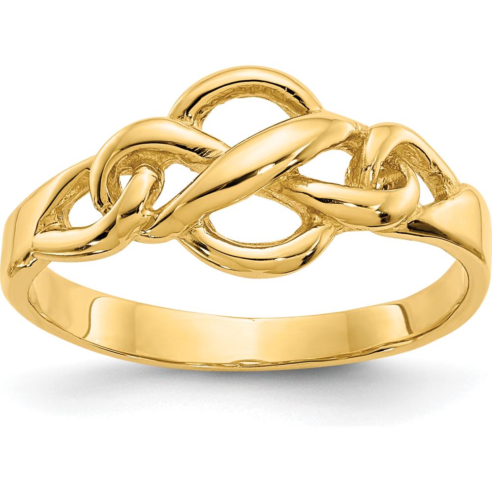 14K Yellow Gold Free Form Knot Ring with Solid Gold Band - 2mm Width by Oro Pregiato