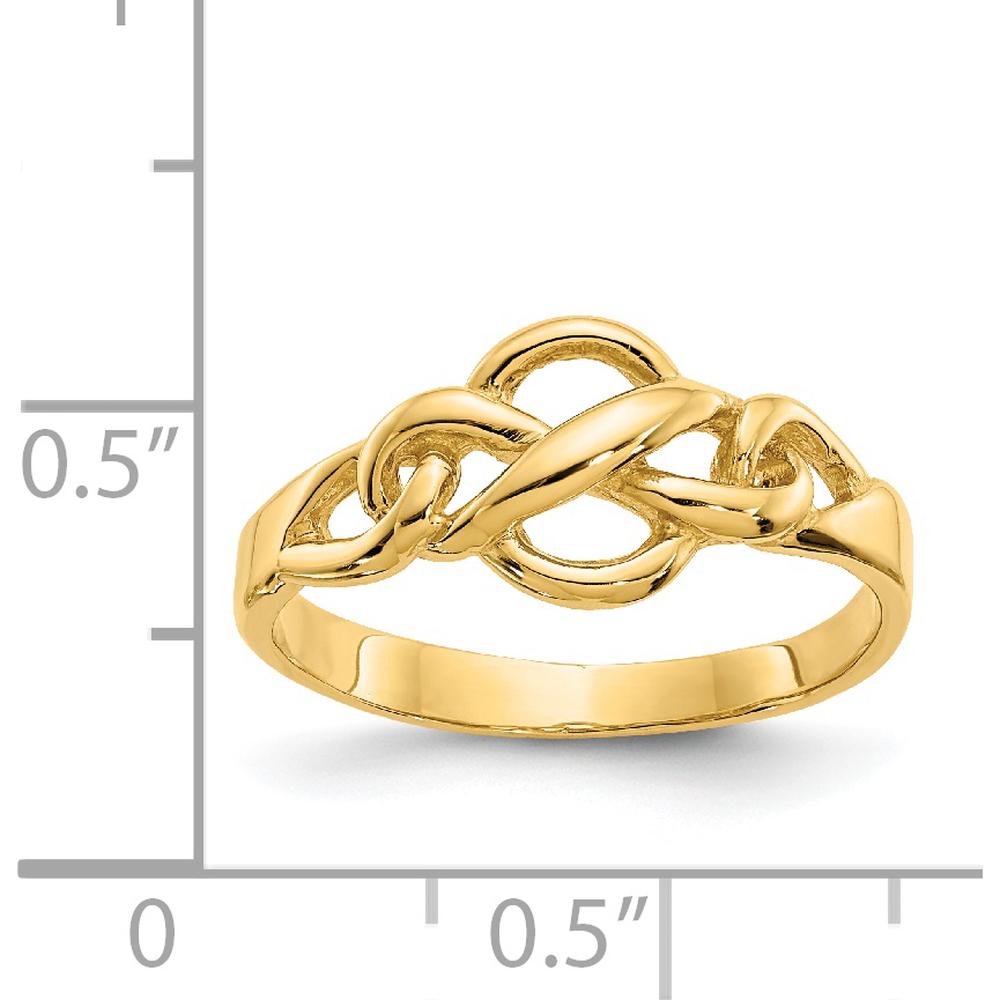 14K Yellow Gold Free Form Knot Ring with Solid Gold Band - 2mm Width by Oro Pregiato