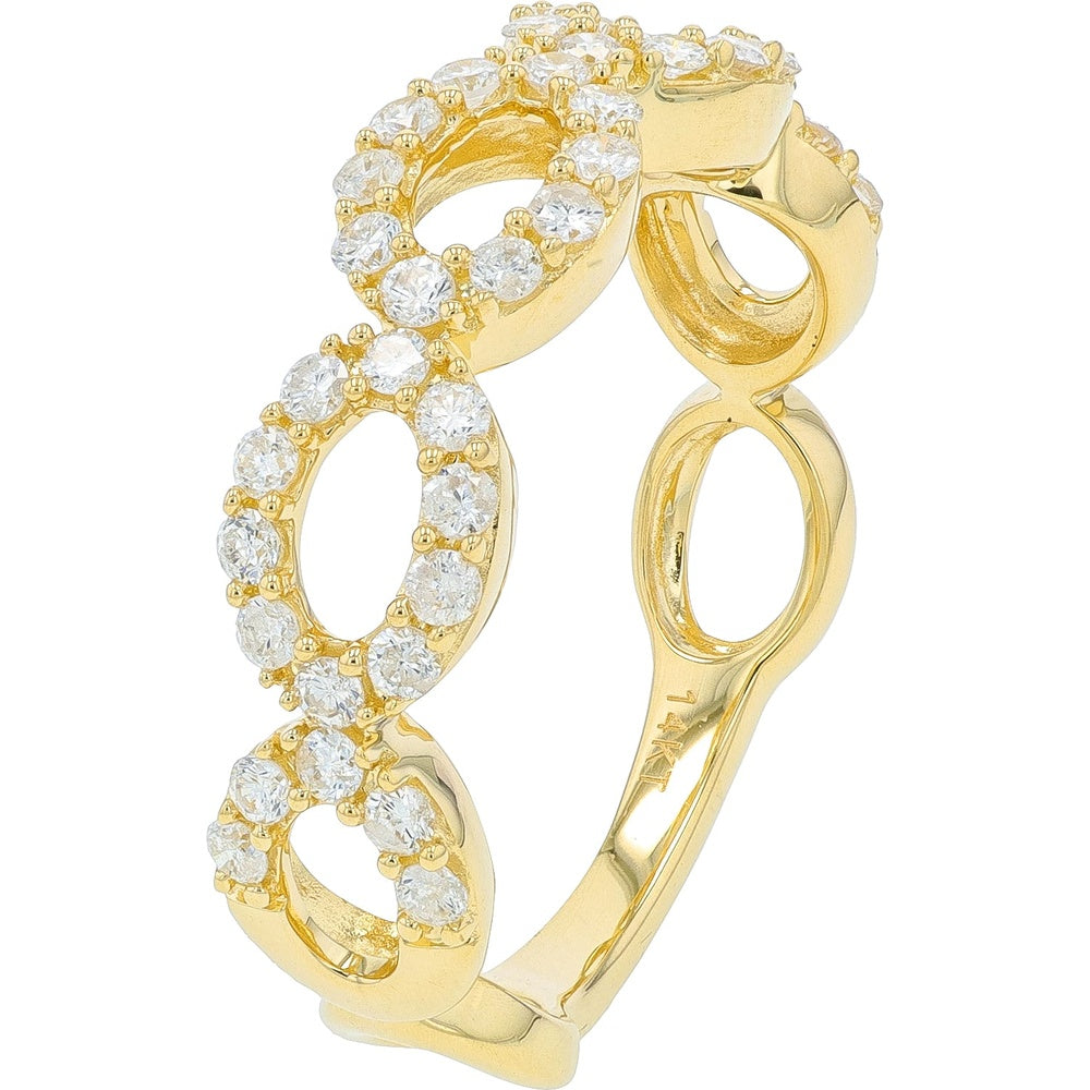 14K Yellow Gold Free-Form Openwork Ring with Prong-Set Round Diamonds - 0.50 Carat Total Diamond Weight