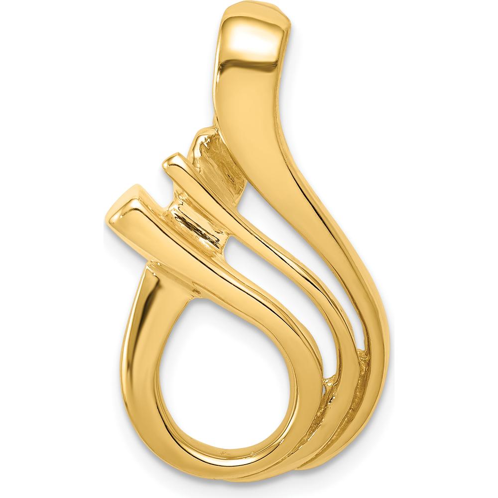 14K Yellow Gold Free-Form Polished Slide Pendant for Omega Chains - Fits up to 6mm by 0