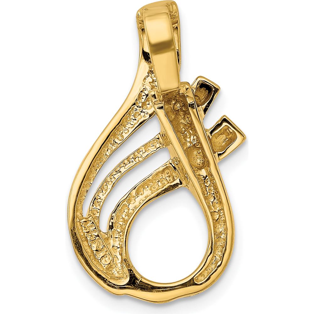 14K Yellow Gold Free-Form Polished Slide Pendant for Omega Chains - Fits up to 6mm by 0
