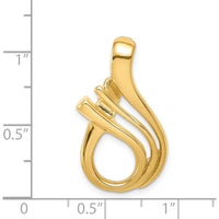14K Yellow Gold Free-Form Polished Slide Pendant for Omega Chains - Fits up to 6mm by 0