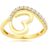 14K Yellow Gold Free Form Swirl Ring with Prong-Set Round Diamonds - 0.25 Carat Total Diamond Weight - Royal Jewelry