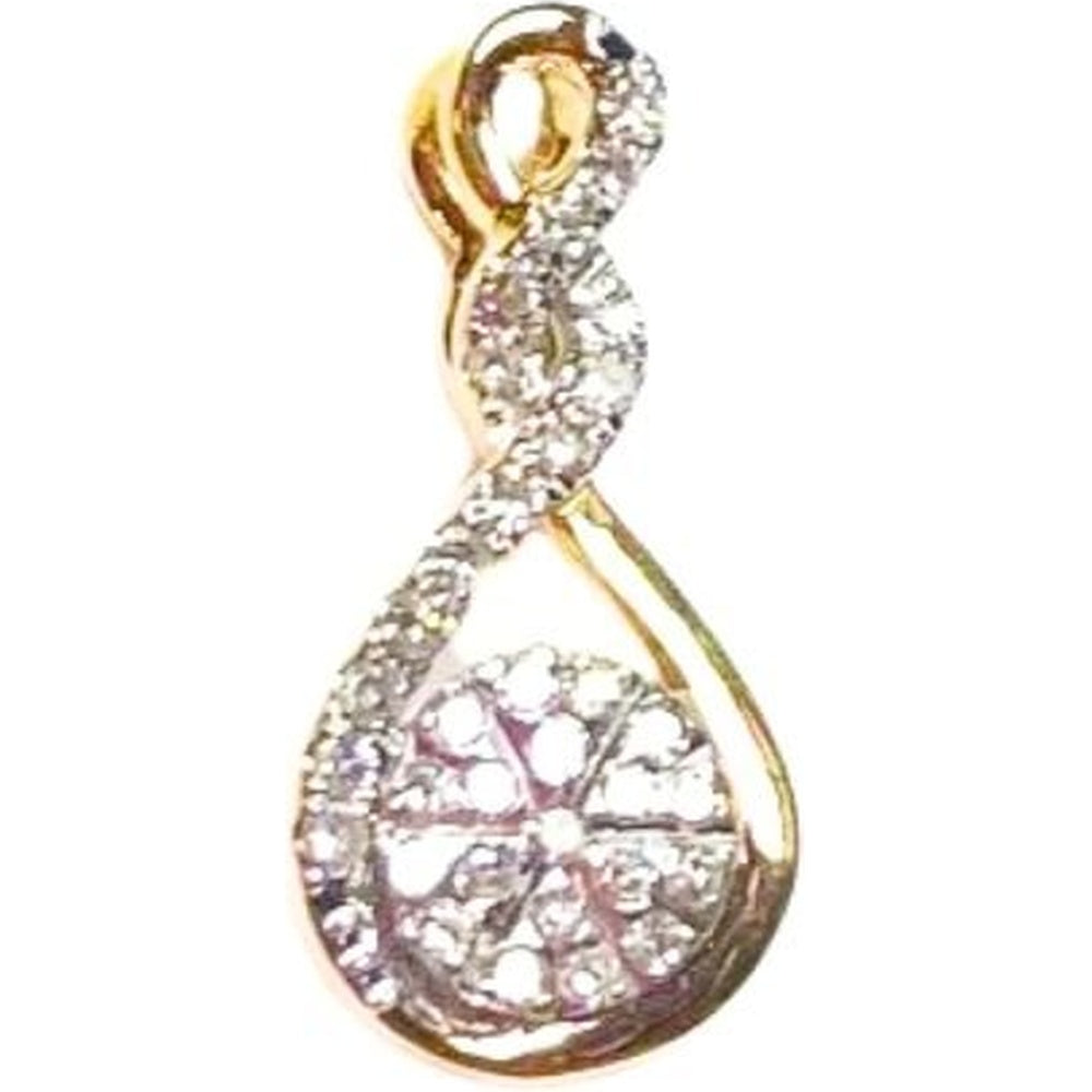 14K Yellow Gold Free Form Twisted Teardrop Pendant with Round Diamonds - 0.15 Carat Total Diamond Weight by Auriventus