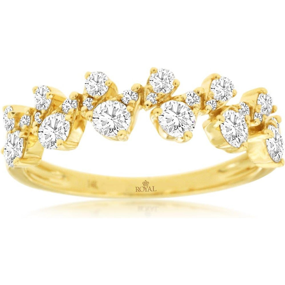 14K Yellow Gold Free-Form Vine Diamond Band with Prong-Set Round Diamonds - 0.70 Carat Total Diamond Weight - Royal Jewelry