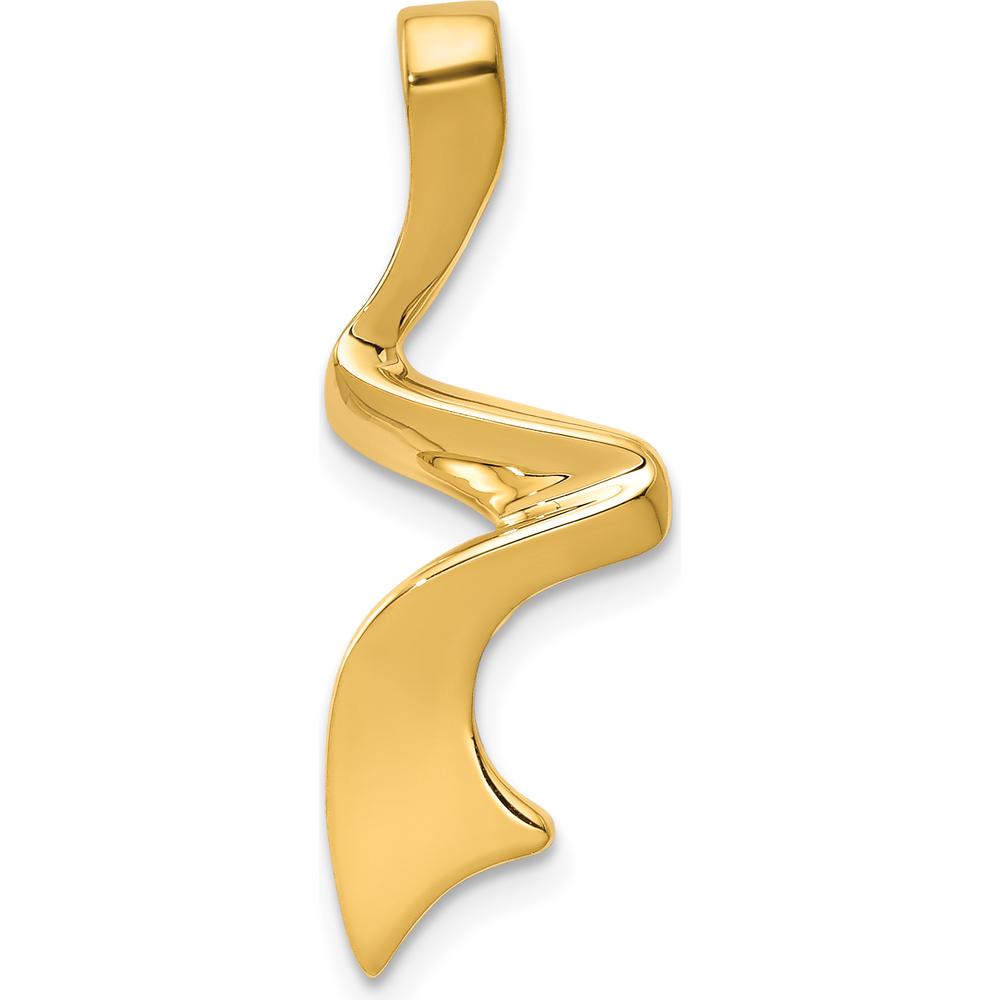 14K Yellow Gold Freeform Polished Slide Pendant for Omega Chains - Fits Up to 6mm by 0