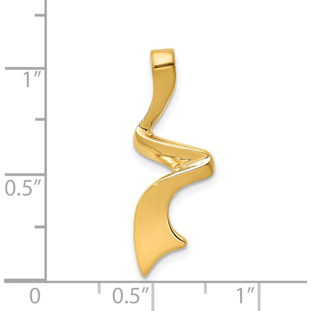 14K Yellow Gold Freeform Polished Slide Pendant for Omega Chains - Fits Up to 6mm by 0