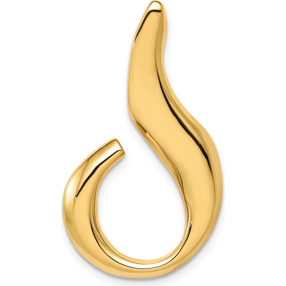 14K Yellow Gold Freeform Polished Slide Pendant for Omega Chains by 0
