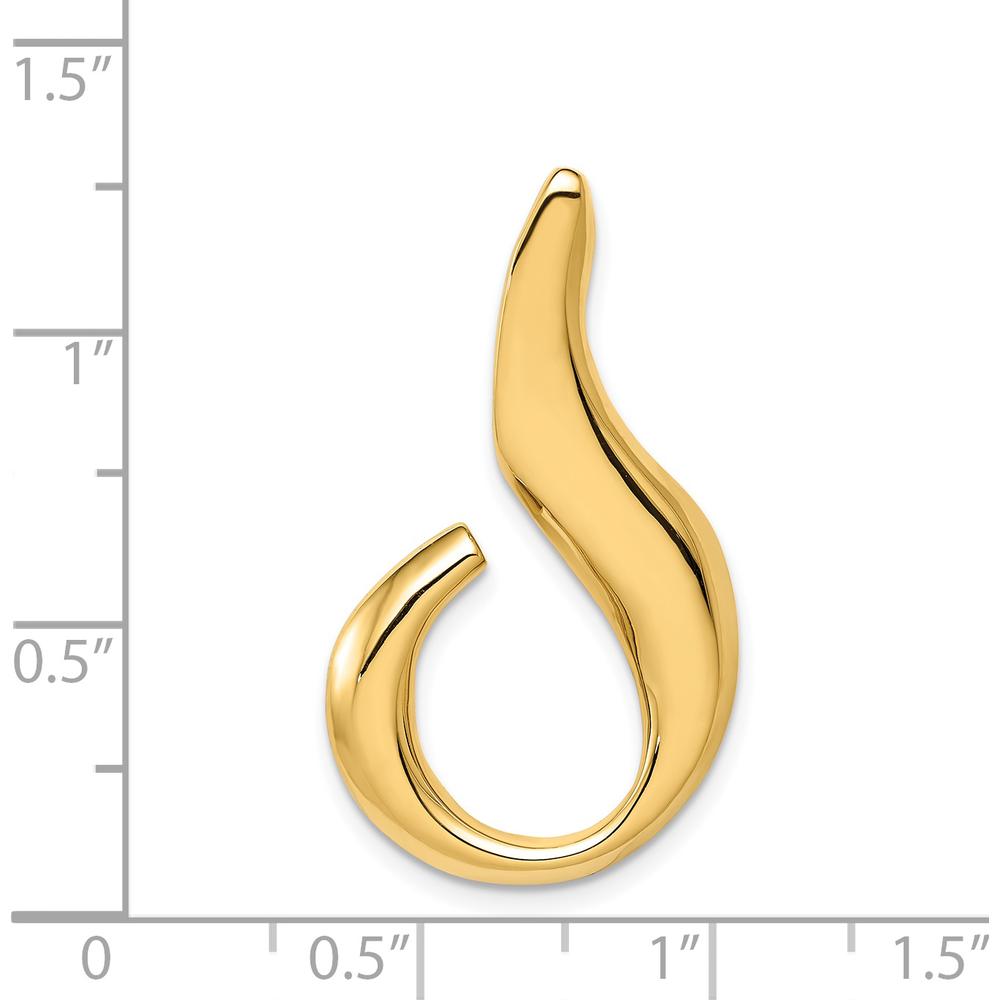 14K Yellow Gold Freeform Polished Slide Pendant for Omega Chains by 0