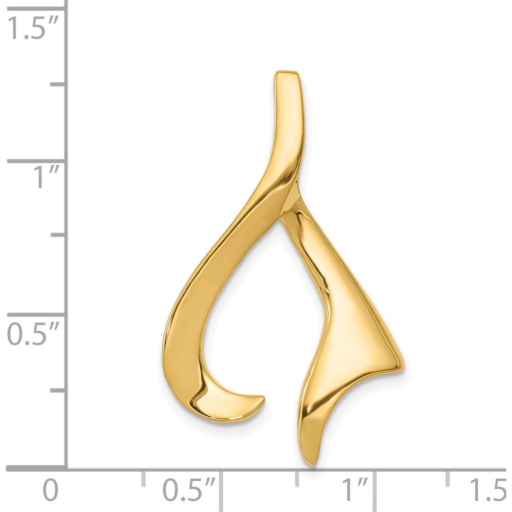 14K Yellow Gold Freeform Polished Slide Pendant for Omega Chains by 0