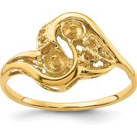 14K Yellow Gold Freeform Ring Mounting for 4mm Pearl and Diamond Accent Stones by Oro Pregiato