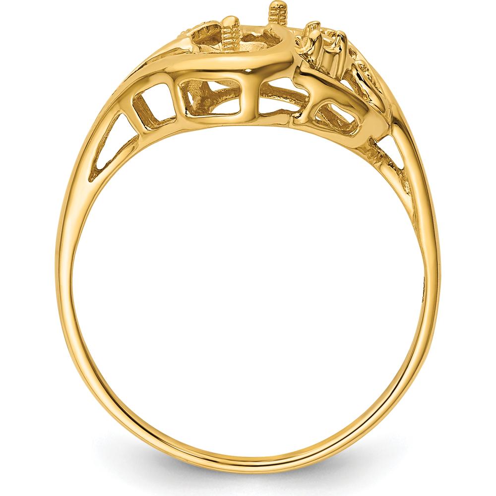 14K Yellow Gold Freeform Ring Mounting for 4mm Pearl and Diamond Accent Stones by Oro Pregiato