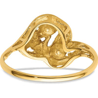 14K Yellow Gold Freeform Ring Mounting for 4mm Pearl and Diamond Accent Stones by Oro Pregiato