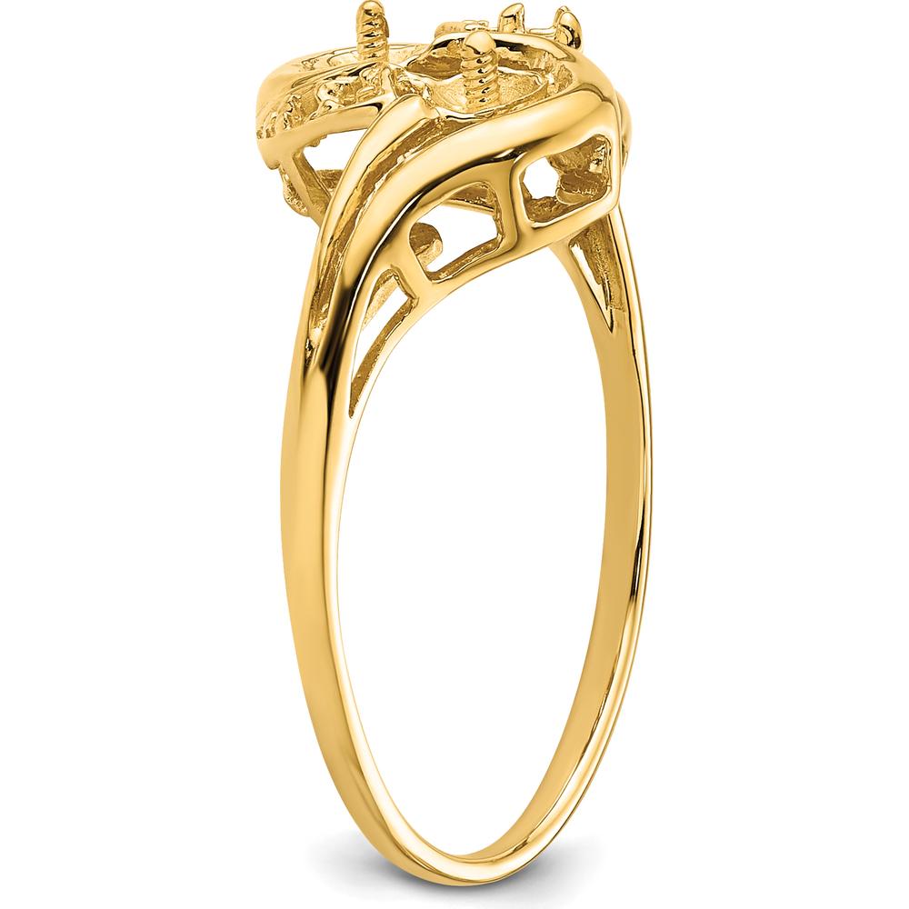 14K Yellow Gold Freeform Ring Mounting for 4mm Pearl and Diamond Accent Stones by Oro Pregiato