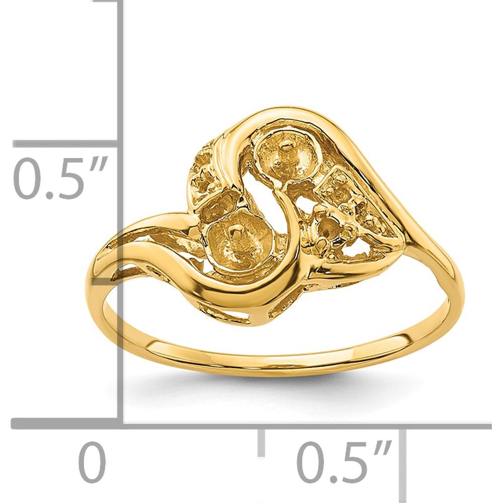 14K Yellow Gold Freeform Ring Mounting for 4mm Pearl and Diamond Accent Stones by Oro Pregiato