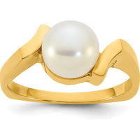 14K Yellow Gold Freshwater Cultured Button Pearl Ring - 7-8mm by Monteluci Fine Jewelry