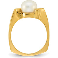 14K Yellow Gold Freshwater Cultured Button Pearl Ring - 7-8mm by Monteluci Fine Jewelry