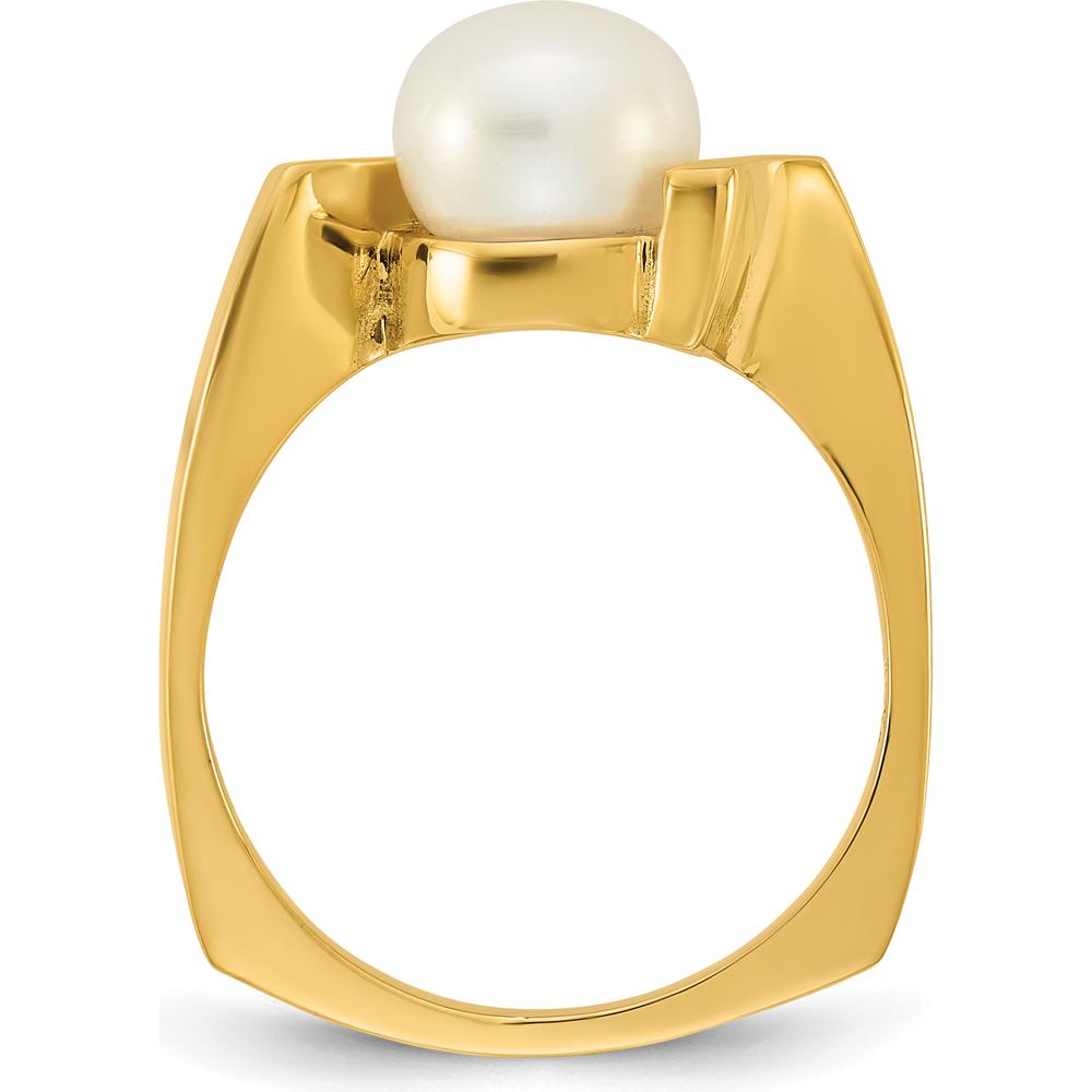 14K Yellow Gold Freshwater Cultured Button Pearl Ring - 7-8mm by Monteluci Fine Jewelry