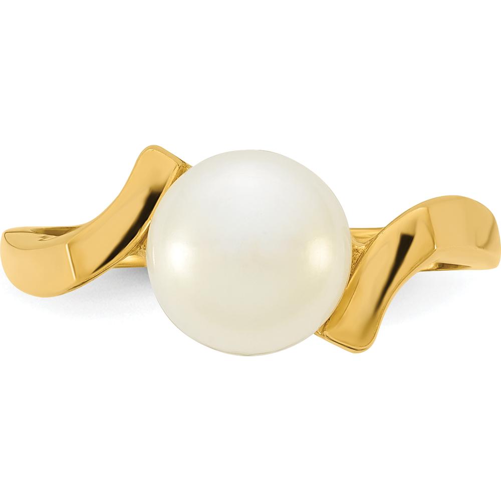 14K Yellow Gold Freshwater Cultured Button Pearl Ring - 7-8mm by Monteluci Fine Jewelry