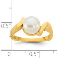 14K Yellow Gold Freshwater Cultured Button Pearl Ring - 7-8mm by Monteluci Fine Jewelry
