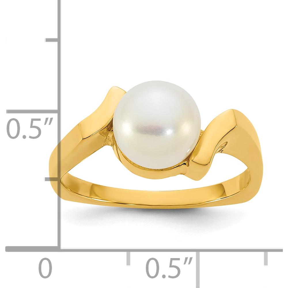 14K Yellow Gold Freshwater Cultured Button Pearl Ring - 7-8mm by Monteluci Fine Jewelry