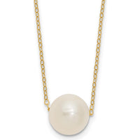 14K Yellow Gold Freshwater Cultured Pearl 10-11mm Cable Necklace - Elegant Women's Jewelry by Monteluci Fine Jewelry