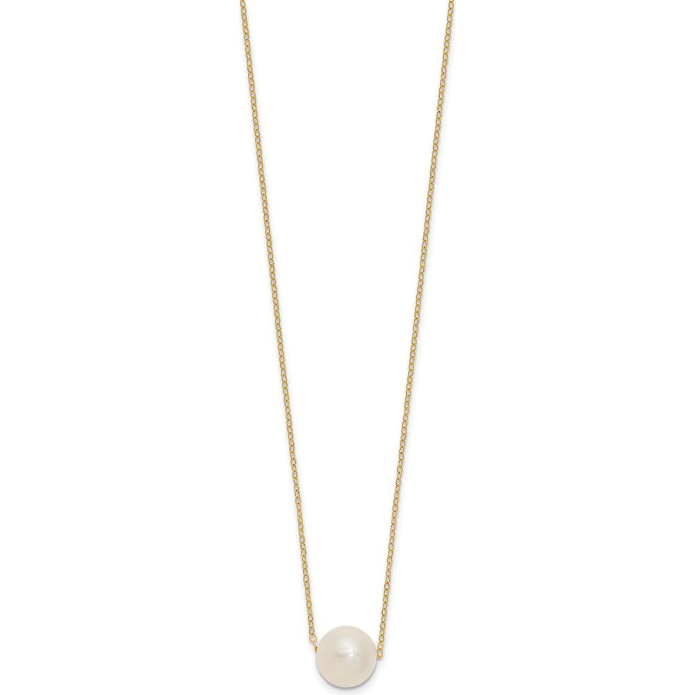 14K Yellow Gold Freshwater Cultured Pearl 10-11mm Cable Necklace - Elegant Women's Jewelry by Monteluci Fine Jewelry
