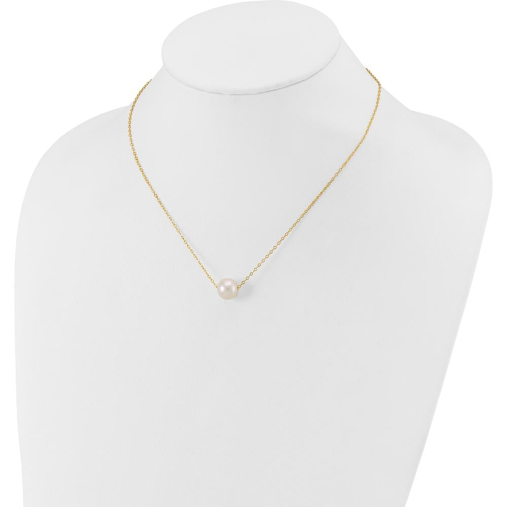 14K Yellow Gold Freshwater Cultured Pearl 10-11mm Cable Necklace - Elegant Women's Jewelry by Monteluci Fine Jewelry