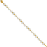 14K Yellow Gold Freshwater Cultured Pearl and Diamond-Cut Beaded 7.5" Bracelet by Monteluci Fine Jewelry