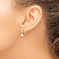 14K Yellow Gold Freshwater Cultured Pearl and Diamond Leverback Earrings - 0.02 Carat Diamond Total Weight by Monteluci Fine Jewelry