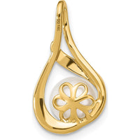 14K Yellow Gold Freshwater Cultured Pearl and Diamond Pendant with Natural Diamonds - 0.006 Carat Total Diamond Weight by Monteluci Fine Jewelry