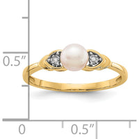 14K Yellow Gold Freshwater Cultured Pearl and Diamond Ring - 0.01 Carat Total Diamond Weight by Oro Pregiato