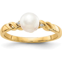 14K Yellow Gold Freshwater Cultured Pearl and Diamond Twist Ring - 0.01 Carat Total Diamond Weight by Monteluci Fine Jewelry